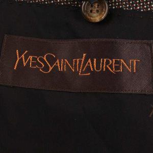 YVES SAINT LAURENT テーラードジャケット 羽織 総柄 ウール ブラウン