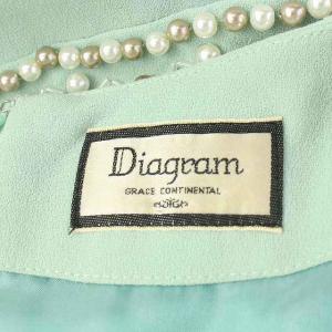 Diagram GRACE CONTINENTAL ワンピース ひざ丈 ノースリーブ パール ビーズ 36 黄緑