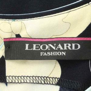 LEONARD ワンピース 総柄 ノースリーブ ひざ丈 38 ブラック系