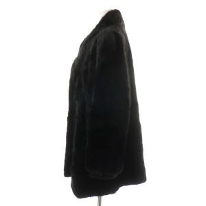 SAGA MINK 銀サガ 毛皮コート ミドル丈 ハーフ ダークミンク アウター 黒 ブラック