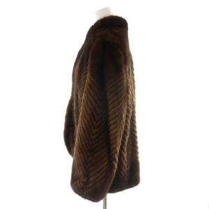SAGA MINK WALLACE 金サガ 毛皮コート ハーフ ミドル丈 アウター 15 L 茶 ブラウン