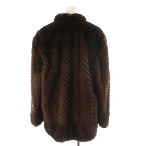 SAGA MINK WALLACE 金サガ 毛皮コート ハーフ ミドル丈 アウター 15 L 茶 ブラウン
