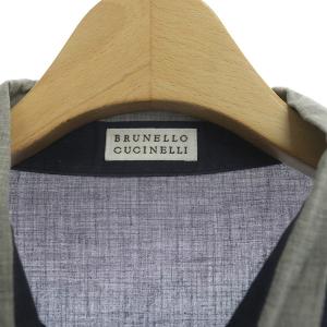 BRUNELLO CUCINELLI ブラウス 半袖 パフスリーブ ステッチ XL ネイビー