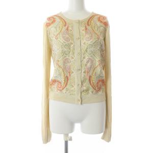 カーディガン 切替 ペイズリー シルク アイボリー