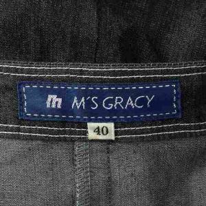 M'S GRACY ワンピース ひざ丈 長袖 デニム ビジュー フリル 40 ブラック
