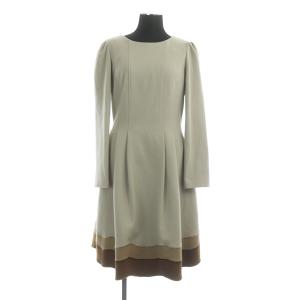 ワンピース 膝丈 長袖 スパンコール 38 ベージュ