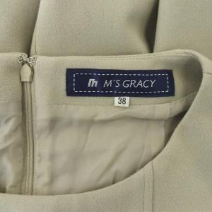 M'S GRACY ワンピース 膝丈 長袖 スパンコール 38 ベージュ