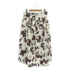 ANAYI スカート フレア タック 花柄 38 ホワイト