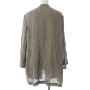 Leilian ロロピアーナ 近年モデル ノーカラージャケット 羽織 ウール 絹 シルク混 麻 リネン混 13 LL ベージュ