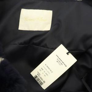 Grace Class レッキスチェックジレ ラビットファー 36 ネイビー