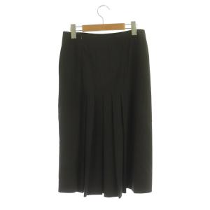 HERMES スターマーク スカート ロング バックプリーツ タイト 裏地シルク フランス製 34 ダークブラウン