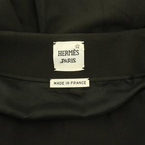 HERMES スターマーク スカート ロング バックプリーツ タイト 裏地シルク フランス製 34 ダークブラウン