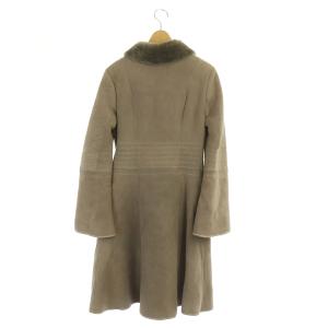 EMPORIO ARMANI ムートンコート ロング ジップアップ フレア 38 グレージュ