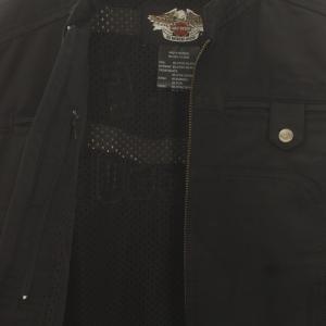 HARLEY DAVIDSON ライダースジャケット ブルゾン シングル ジップアップ バックプリント ロゴ スタッズ S 黒 ブラック
