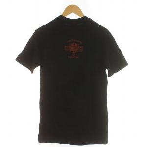 HARLEY DAVIDSON Tシャツ カットソー 半袖 クルーネック スカル ドクロ プリント S 黒 ブラック