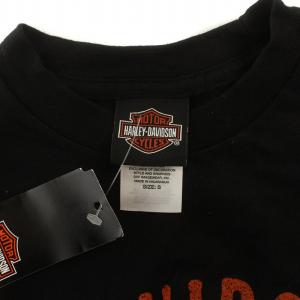 HARLEY DAVIDSON Tシャツ カットソー 半袖 クルーネック スカル ドクロ プリント S 黒 ブラック