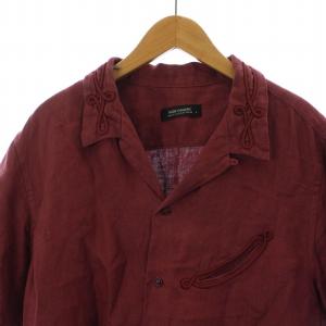 RUDE GALLERY 13SS 開襟シャツ カジュアルシャツ 半袖 麻 リネン 4 L 赤 レッド