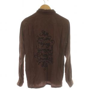 RUDE GALLERY シャツ 長袖 刺繍 ロゴ リヨセル 2 M 茶 ブラウン