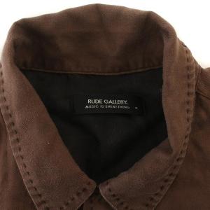 RUDE GALLERY シャツ 長袖 刺繍 ロゴ リヨセル 2 M 茶 ブラウン