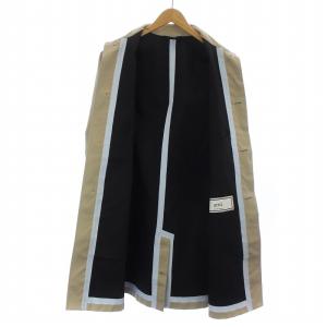 AMI Alexandre Mattiussi ボンディング ステンカラーコート ゴム引き 止水テープ 比翼ボタン ロング XS ベージュ E16OW08.35