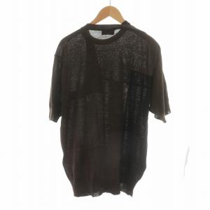 kolor 21SS ニット カットソー 半袖 ラウンドネック 薄手 アルパカ混 3 L 茶 ブラウン 黒 ブラック GY19