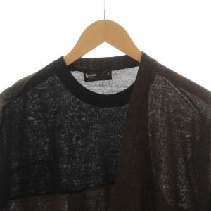 kolor 21SS ニット カットソー 半袖 ラウンドネック 薄手 アルパカ混 3 L 茶 ブラウン 黒 ブラック GY19