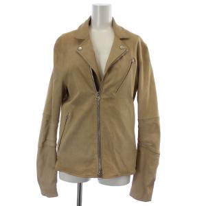 ライダースジャケット ダブル ラムレザー XS ベージュ