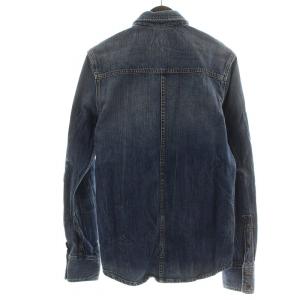 Nudie Jeans デニムシャツ カジュアルシャツ 長袖 インディゴ USED加工 S 青 ブルー