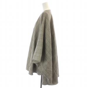 AGNONA ポンチョ ケープ チェック柄 ビックシルエット グレー