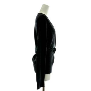 PRADA ニット 薄手 カットソー 長袖 Vネック イタリア製 ウール 装飾 グレー