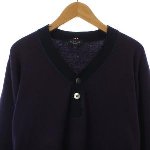 Paul Smith JEANS ヘンリーネックニット セーター 長袖 コットン ウール混 L 紫 パープル