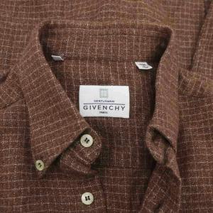 GIVENCHY ダブルボタンシャツ 長袖 チェック S 茶 ブラウン