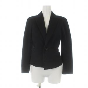 テーラードジャケット 長袖 ショート 総裏地 ロゴ 38 M 黒 ブラック GY31