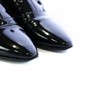 SAINT LAURENT PARIS アンクルブーツ Ankle Boots ショートブーツ ポインテッドトゥ チャンキーヒール ジップ ボタン エナメル 36