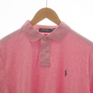 POLO RALPH LAUREN ポロシャツ カットソー 半袖 ハーフボタン ロゴ 刺繍 L ピンク GY19