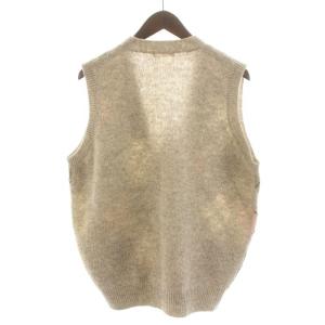 Papas ニットベスト 前開き ウール アーガイル柄 グレー マルチカラー GY19