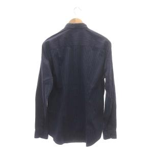 ARMANI COLLEZIONI カジュアルシャツ 長袖 ストライプ M 紺 ネイビー