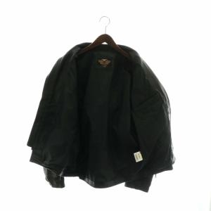 HARLEY DAVIDSON シングルライダースジャケット 革ジャン アウター 牛革 レザー ロゴ ワッペン ジップアップ 黒 ブラック