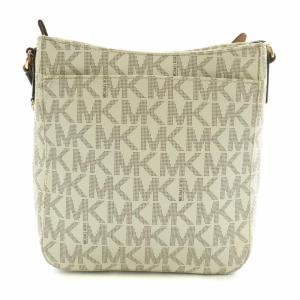 MICHAEL KORS ショルダーバッグ PVC シグネチャー ロゴ 総柄 ゴールド金具 白 ホワイト 茶色 ブラウン 35H8GHXC3B