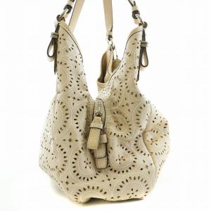 COACH マディソン マギー ハンドバッグ ショルダーバッグ パンチングレザー カットワーク ロゴ ベージュ F19625 GY18