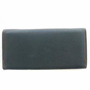 PAUL SMITH 二つ折り 長財布 レザー ロゴ マルチステッチ 紺 ネイビー マルチカラー GY18