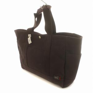 PORTER 吉田カバン トートバッグ ハンドバッグ キャンバス ロゴボタン 茶 ブラウン
