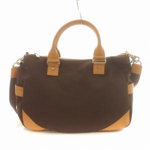 Orobianco 2way ビジネスバッグ ブリーフケース ハンド ショルダー ジャガード キャンバス レザー ロゴ 茶 ブラウン SILVESTRA