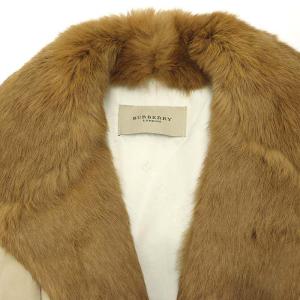 BURBERRY LONDON ジャケット アウター ミドル丈 中綿 ラビットファー ノバチェック 総裏地 40 ベージュ 茶色 ブラウン