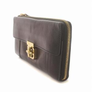 Chloe ELsie エルシー 長財布 ウォレット レザー L字ファスナー ロゴ ゴールド金具 茶 ブラウン 3P0591-637