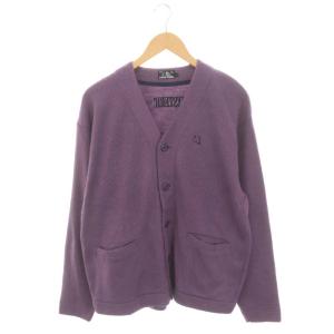 カートコバーン カーディガン Vネック ウール混 ロゴ刺繍 L 紫 パープル