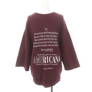 AMERICANA アパルトモン別注 ハーフスリーブ ロゴ スウェット プルオーバー 裏起毛 ボルドー