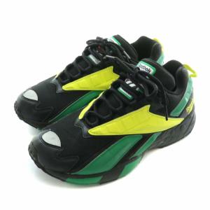 Reebok インターバル 96 INTERVAL 96 スニーカー レザー ローカット ロゴ 刺繍 US8 26cm 黒 ブラック 緑