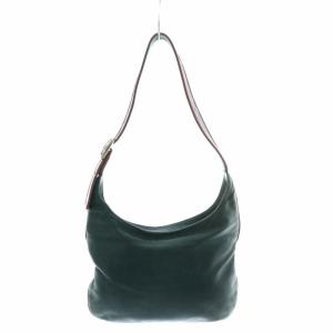 LOEWE ヴィンテージ ハンドバッグ ワンショルダー レザー ロゴ 型押し 緑 グリーン ピンク