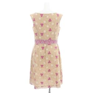 TOCCA ワンピース フラワー刺繍 ひざ丈 ノースリーブ 2 ベージュ